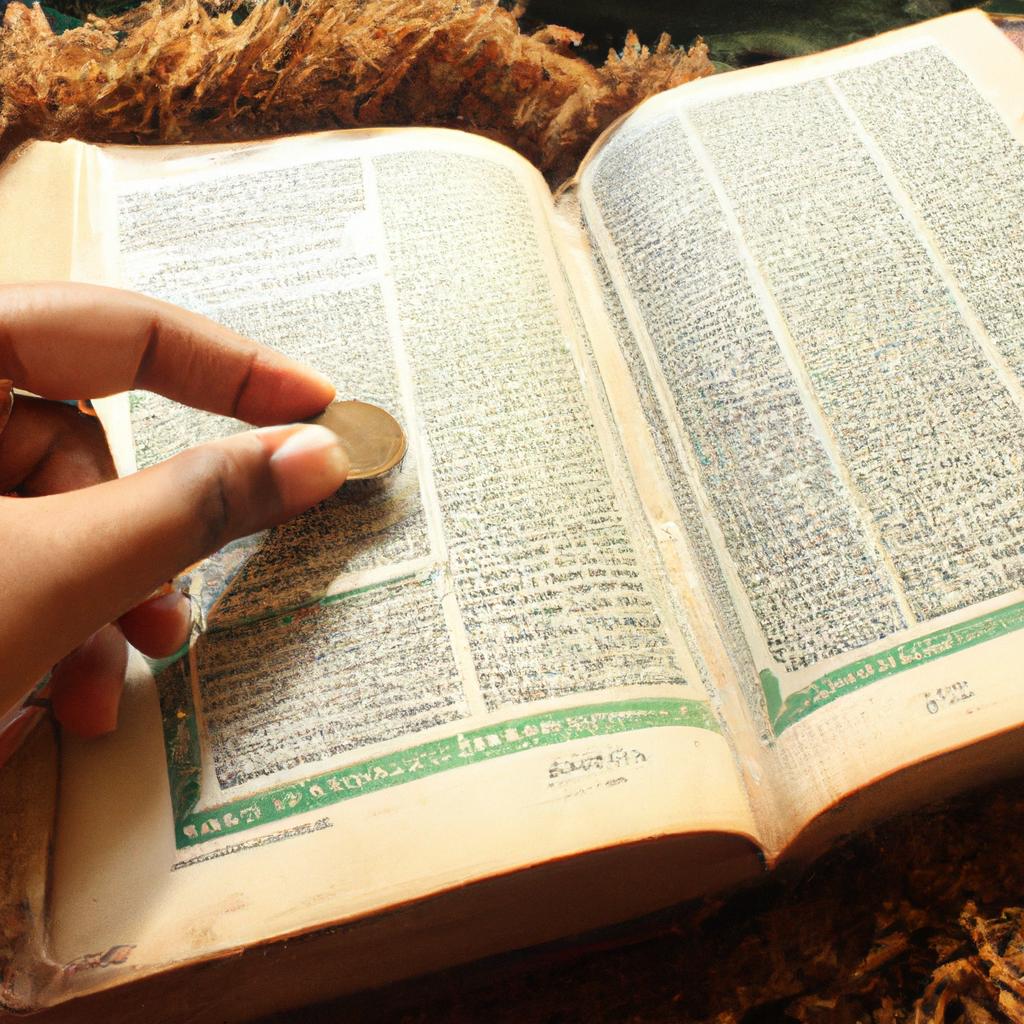 Person reading religious financial teachings