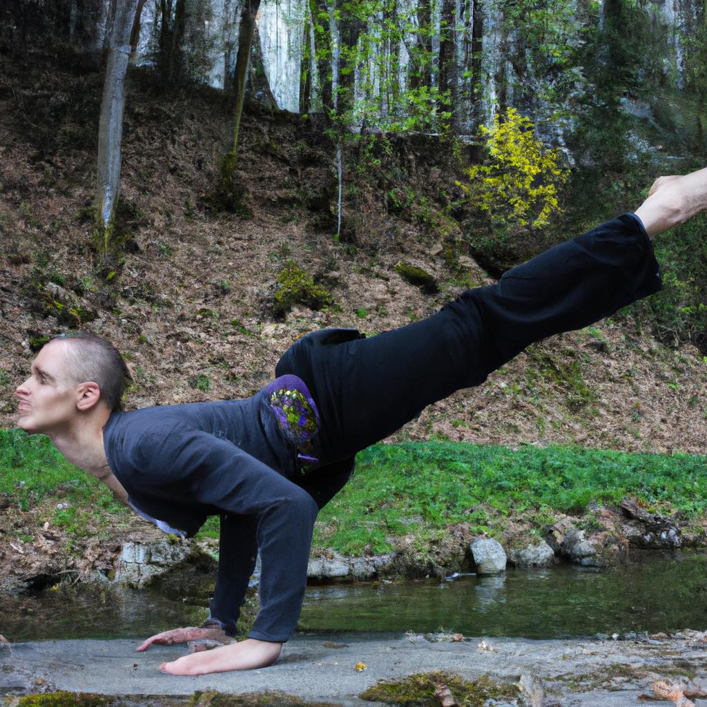 Person practicing yoga in nature